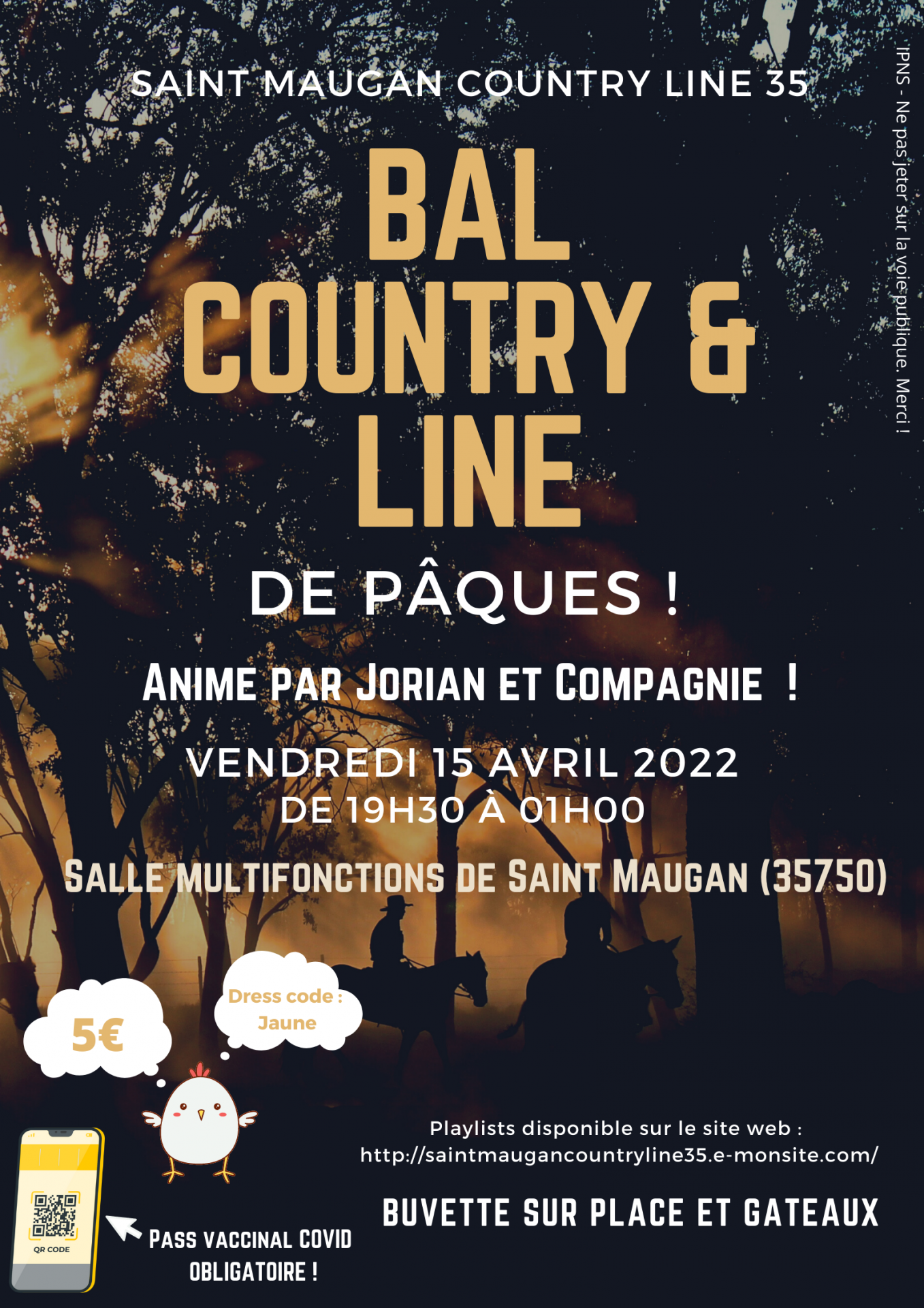 Affiche bal country line de Pâques 150422 St Maugan